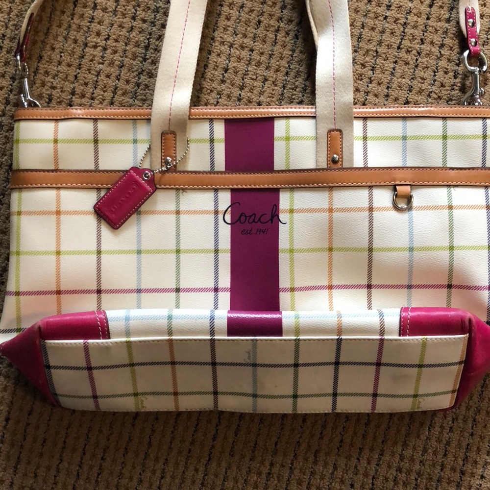 Coach Pink Plaid Diaper Bag or Tote